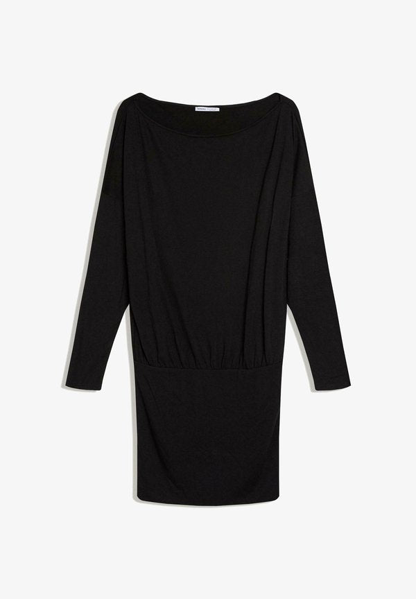 Bershka FITTED-LONG-SLEEVE - MINI - Jersey dress - black