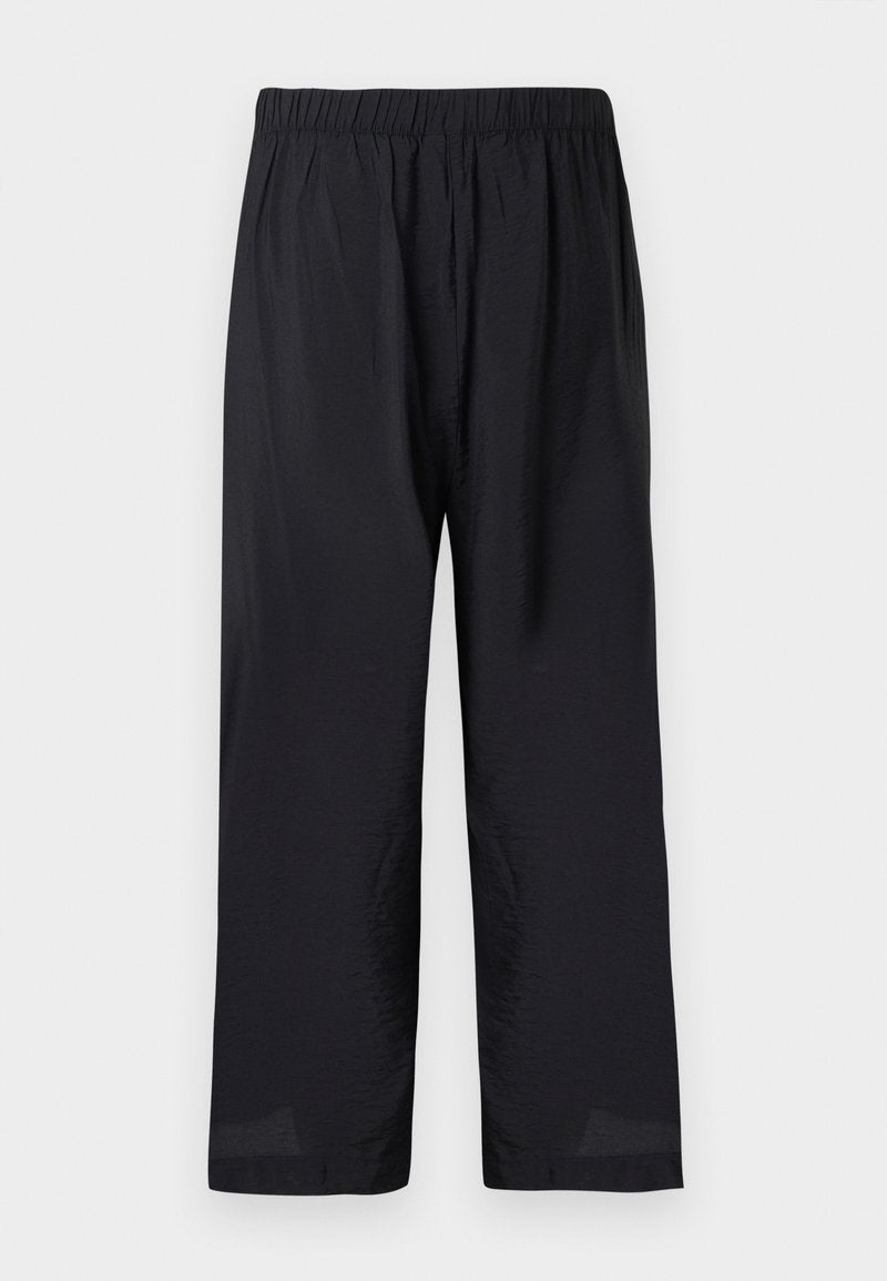 Lockere schwarze Hose mit elastischem Bund und geraden Beinen, entworfen für Komfort und legere Trageweise.