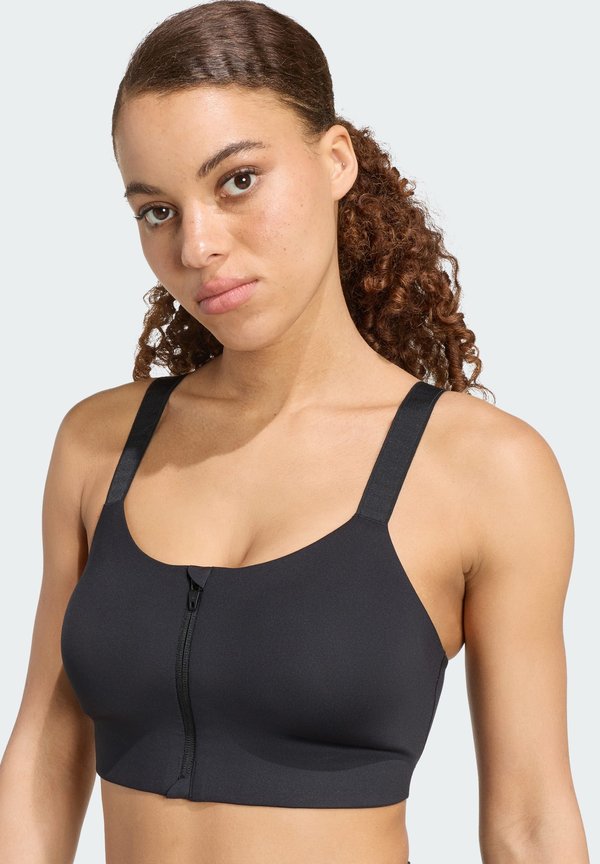 adidas Performance OPTIMÉ STRENGTH HIGH SUPPORT ZIP BRA - High support sports bra - black