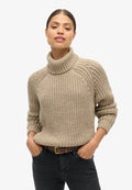 Superdry & Co SLOUCHY STITCH ROLL NECK - Jumper - soft beige marl