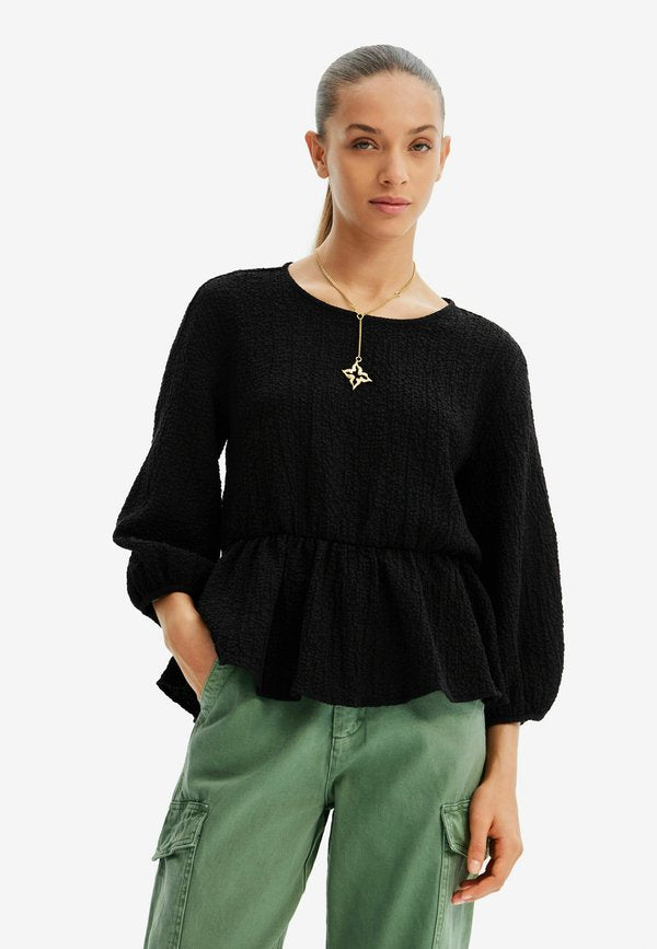 Desigual TEXTURED CUT OUTBLOUSE