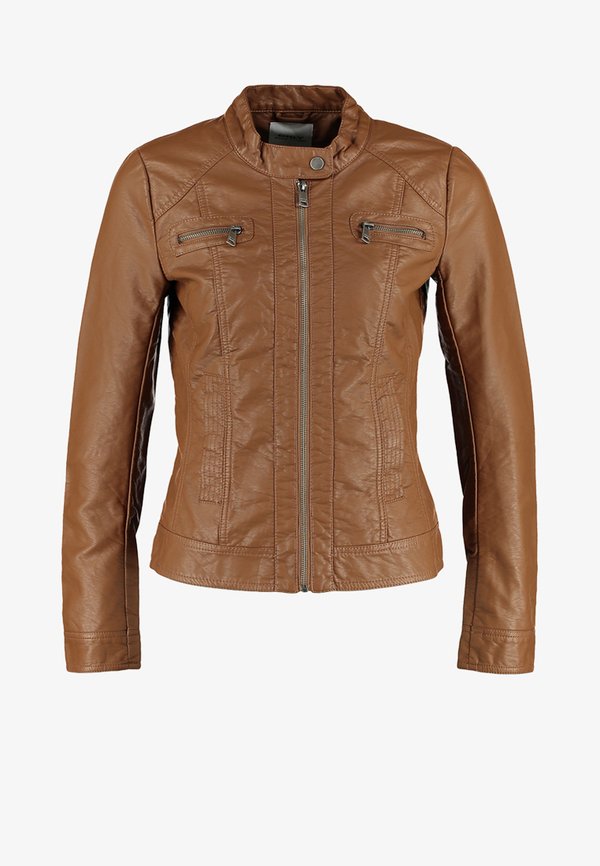 ONLY ONLBANDIT BIKER - Faux leather jacket - cognac