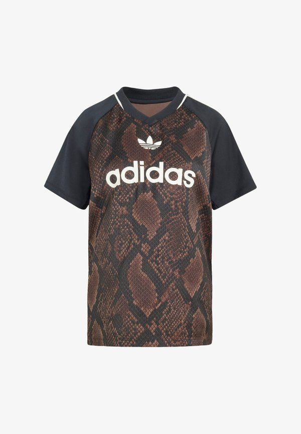 adidas Originals SNAKE PRINT SATIN - Print T-shirt - earth strata/aurora coffee