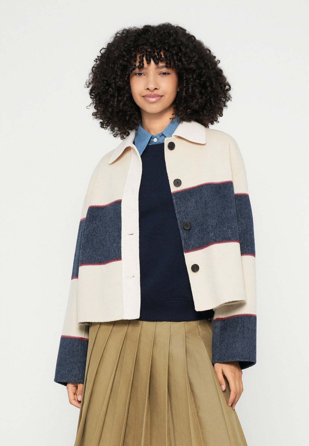 OVERSIZED WOOL BLEND RUGBY CROPPED JACKET Media 5