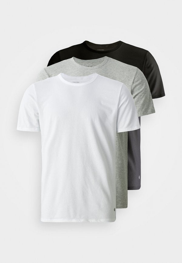 Calvin Klein Underwear 3 PACK T-SHIRTS COTTON MICRO STRETCH TEES - Undershirt - black/white/grey heather