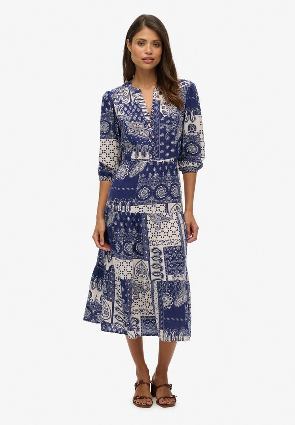 Superdry & Co TIERED MIDI - Shirt dress - savannah navy