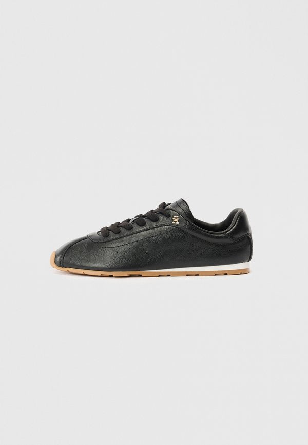 Tommy Hilfiger TH MONOGRAM LOW PROFILE LEATHER TRAINERS - Trainers - black