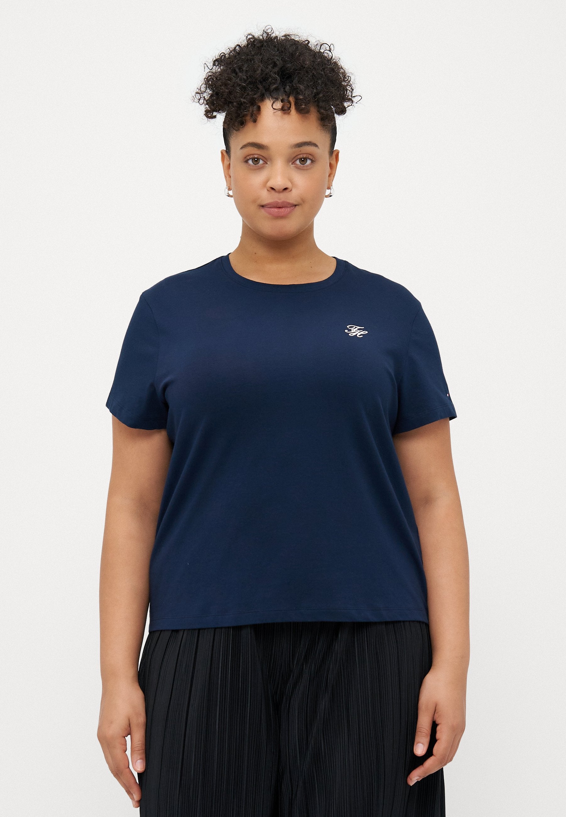 CURVE LOGO EMBROIDERY JERSEY CREW NECK T-SHIRT Media 3