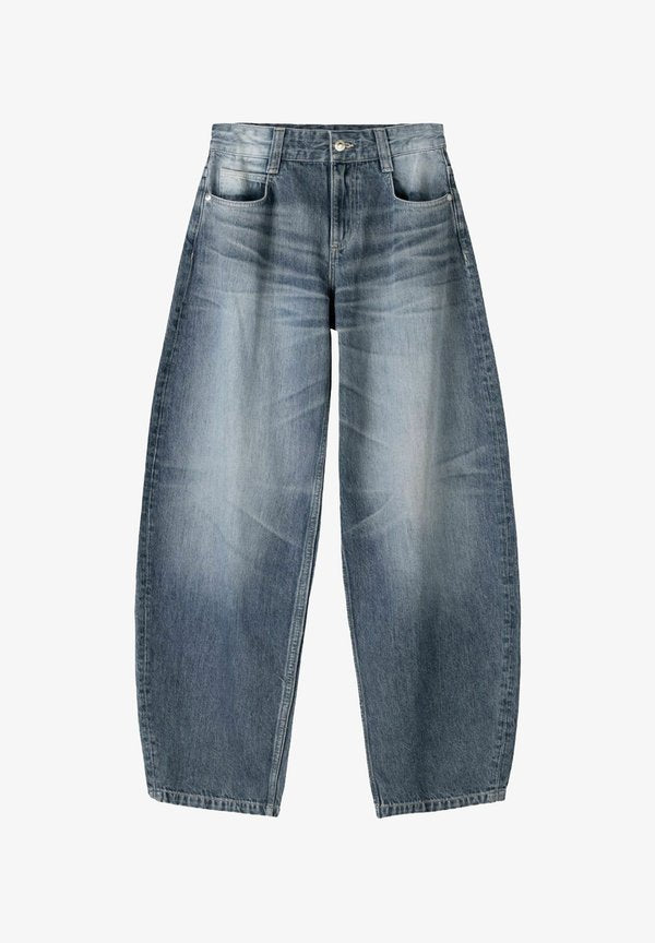 Bershka BALLOON - BAGGY - Relaxed fit jeans - dark blue