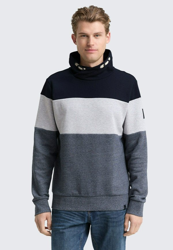 TOM TAILOR Sweatshirt - navy grindle structure