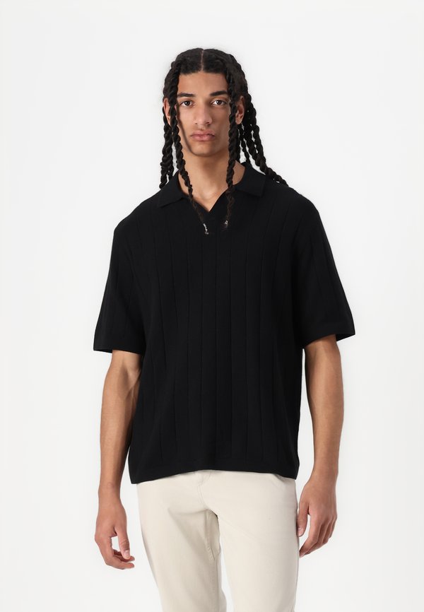 Jack & Jones Knitted Plain Knitted - Polo shirt - black