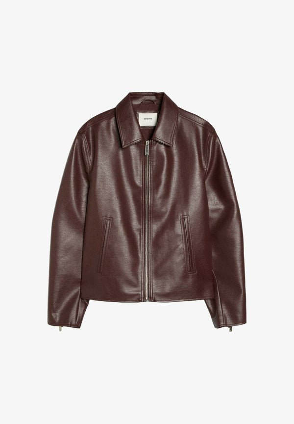 Bershka Faux leather jacket - bordeaux