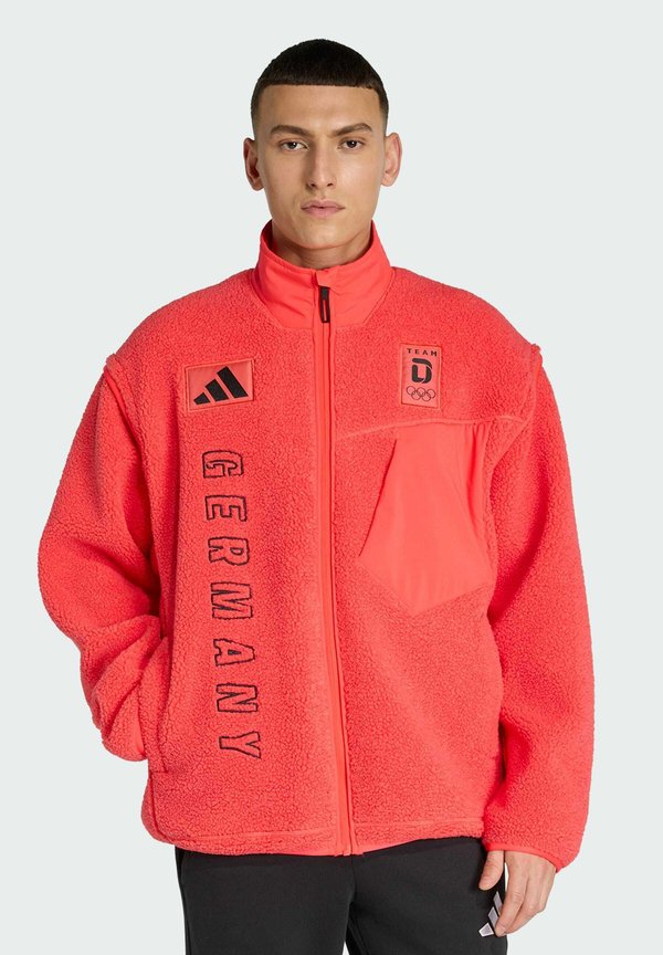adidas Performance TEAM D XPLORIC HIGH PILE  - Fleece jacket - semi lucid red