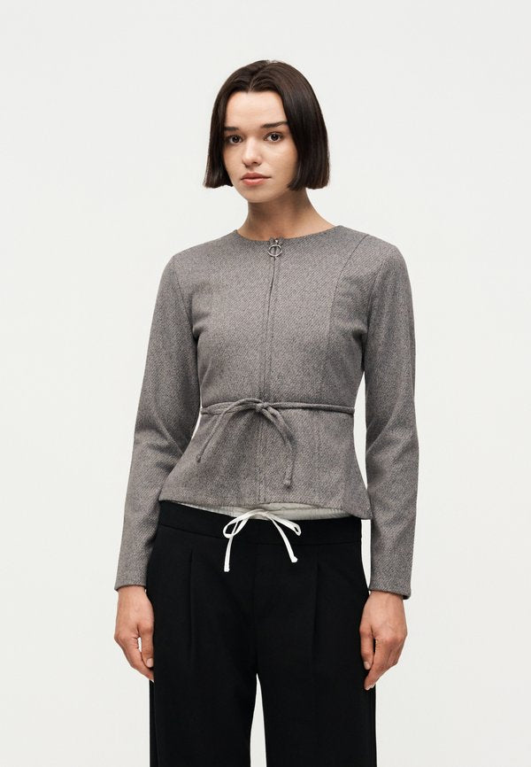 Vero Moda VMKLEA ZIP BELT - Cardigan - medium grey melange