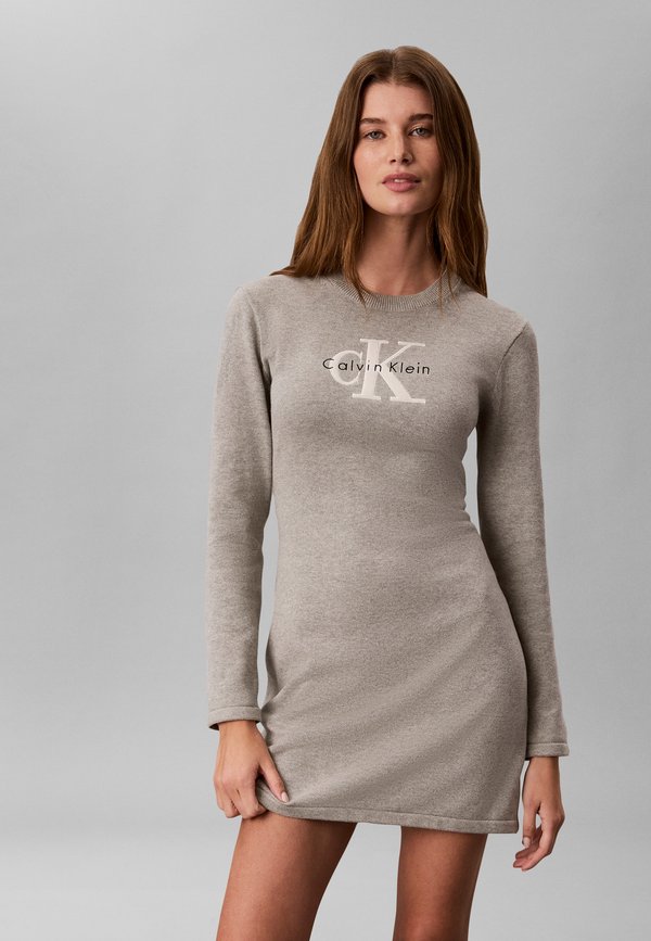 Calvin Klein Jeans LOGO MINIDRESS - Jumper dress - grey heather