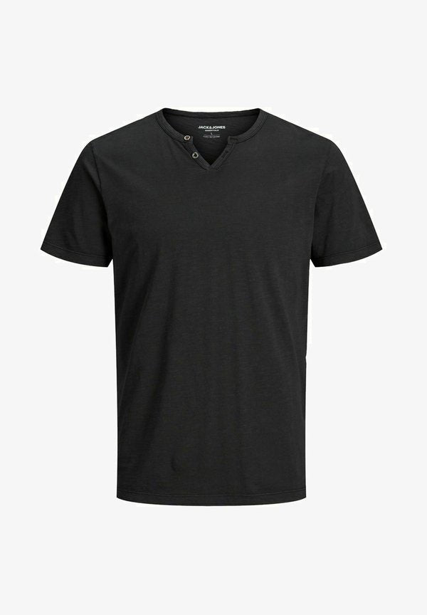 Jack & Jones JJESPLIT NECK TEE SS NOOS - Basic T-shirt - black