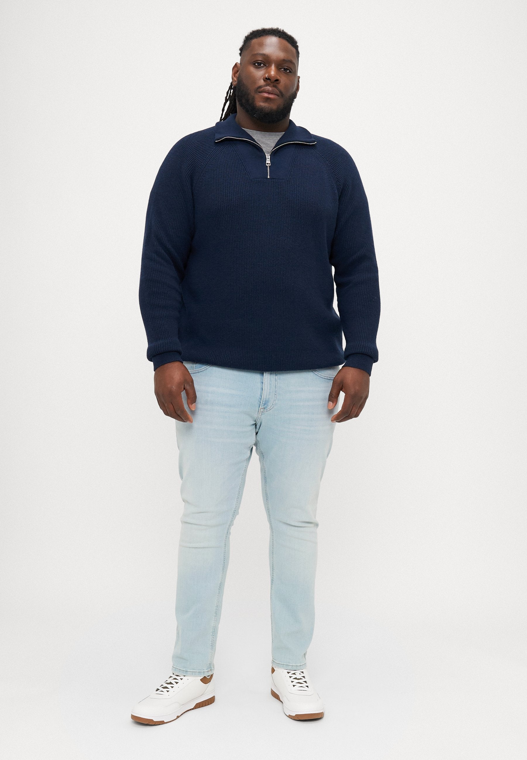 PLUS FISHERMAN RIB-KNIT HALF-ZIP JUMPER Media 2