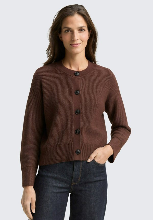 TOM TAILOR Cardigan - dark pecan brown melange