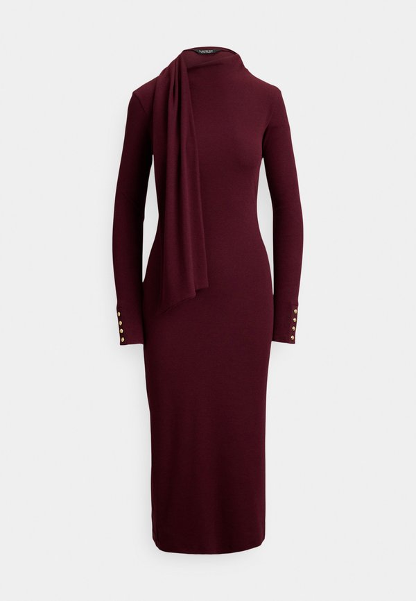 Lauren Ralph Lauren SCARF-TRIM COTTON-BLEND RIB-KNIT DRESS