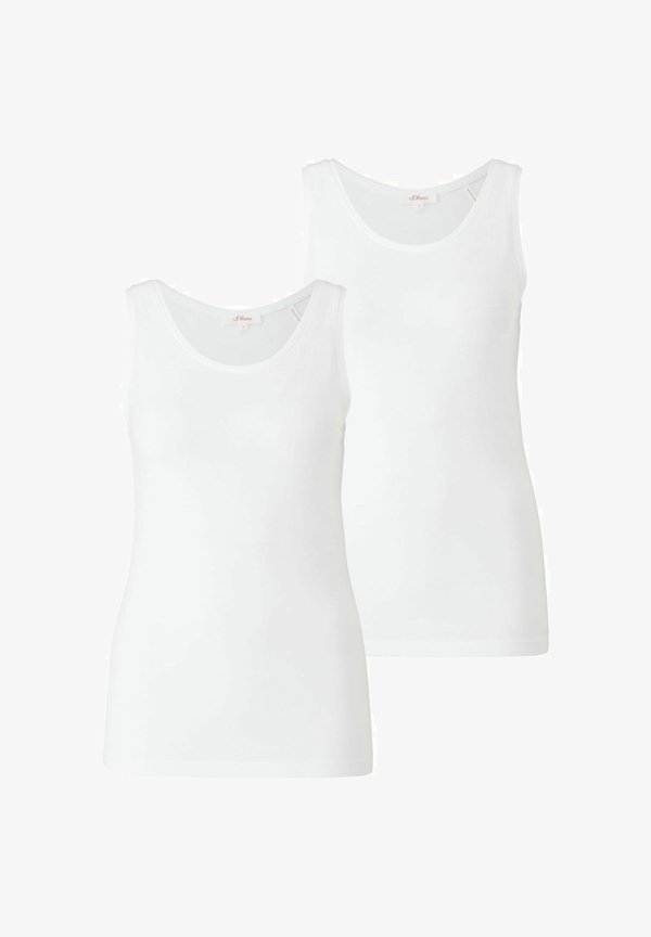 s.Oliver DAMEN TOP BREITE TRÄGER RUNDER AUSSCHNITT BASIC 2ER PACK - Top - weiß