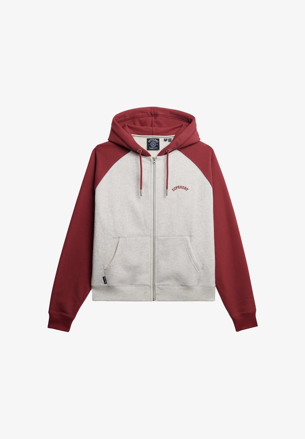Superdry & Co Zip-up sweatshirt - vintage white m/bordeaux/red
