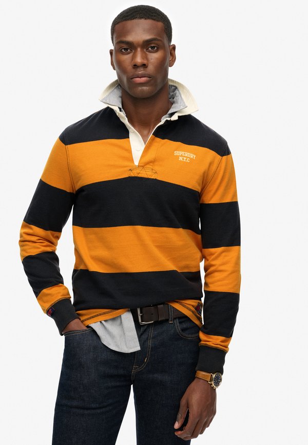 Superdry & Co VINTAGE ATHLETIC STRIPE RUGBY - Polo shirt - eclipse navy track gold