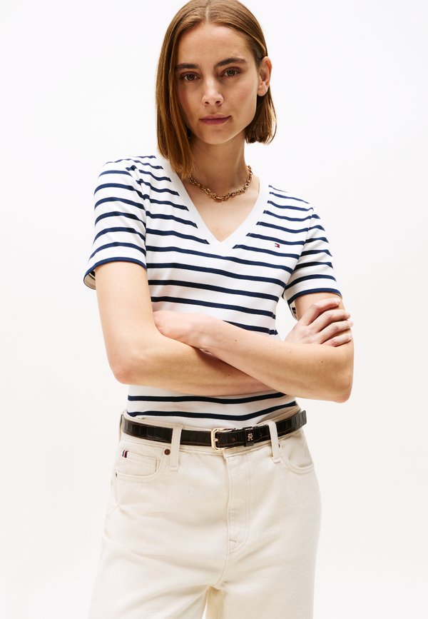Tommy Hilfiger SLIM CODY V NECK - Basic T-shirt - breton/ecu/dark night navy