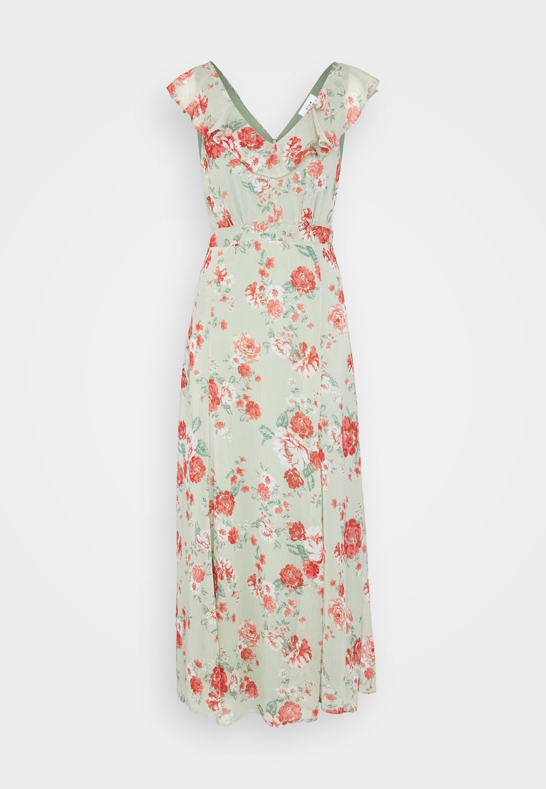 VILA VIRILLA V NECK FRILL ANKLE DRESS
