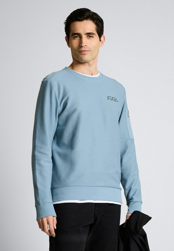 TOM TAILOR MIT REISSVERSCHLUSSTASCHE - Sweatshirt - mountain spring blue