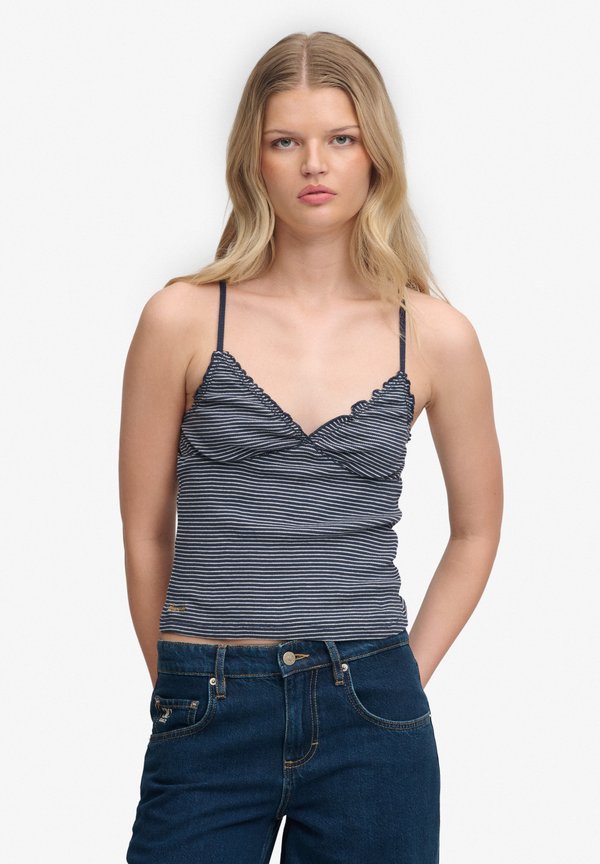 Superdry & Co SUPERDRY ATHLETIC ESSENTIALS V-NECK WAFFLE CAMI TOP.. - Top - classic navy stripe