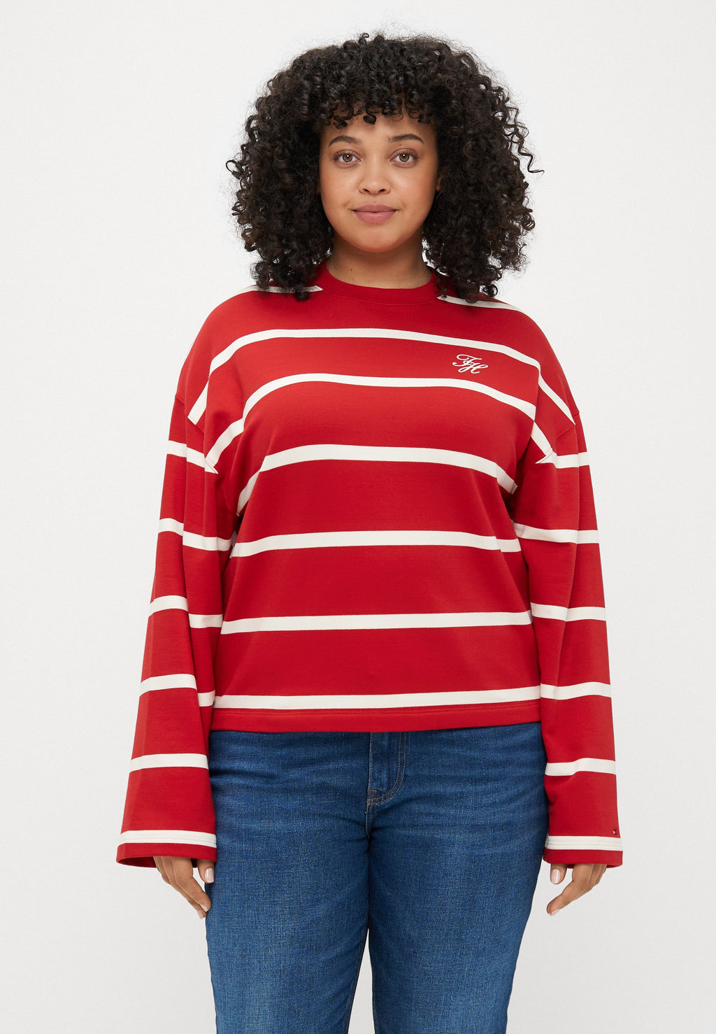 CURVE LOGO EMBROIDERY TERRY CREW NECK SWEATSHIRT Media 3