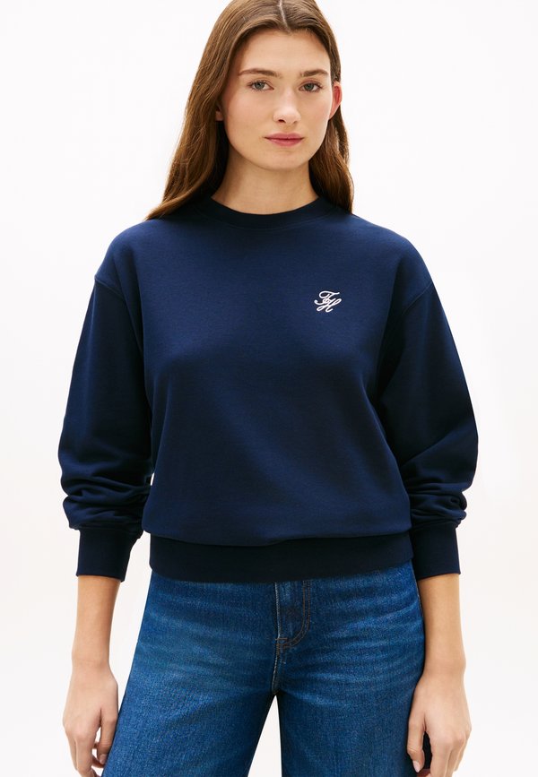 Tommy Hilfiger LOGO EMBROIDERY CREW NECK SWEATSHIRT - Sweatshirt - dark night navy