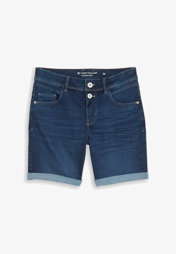 TOM TAILOR TTALEXA SLIM FIT - Denim shorts - used dark stone blue denim