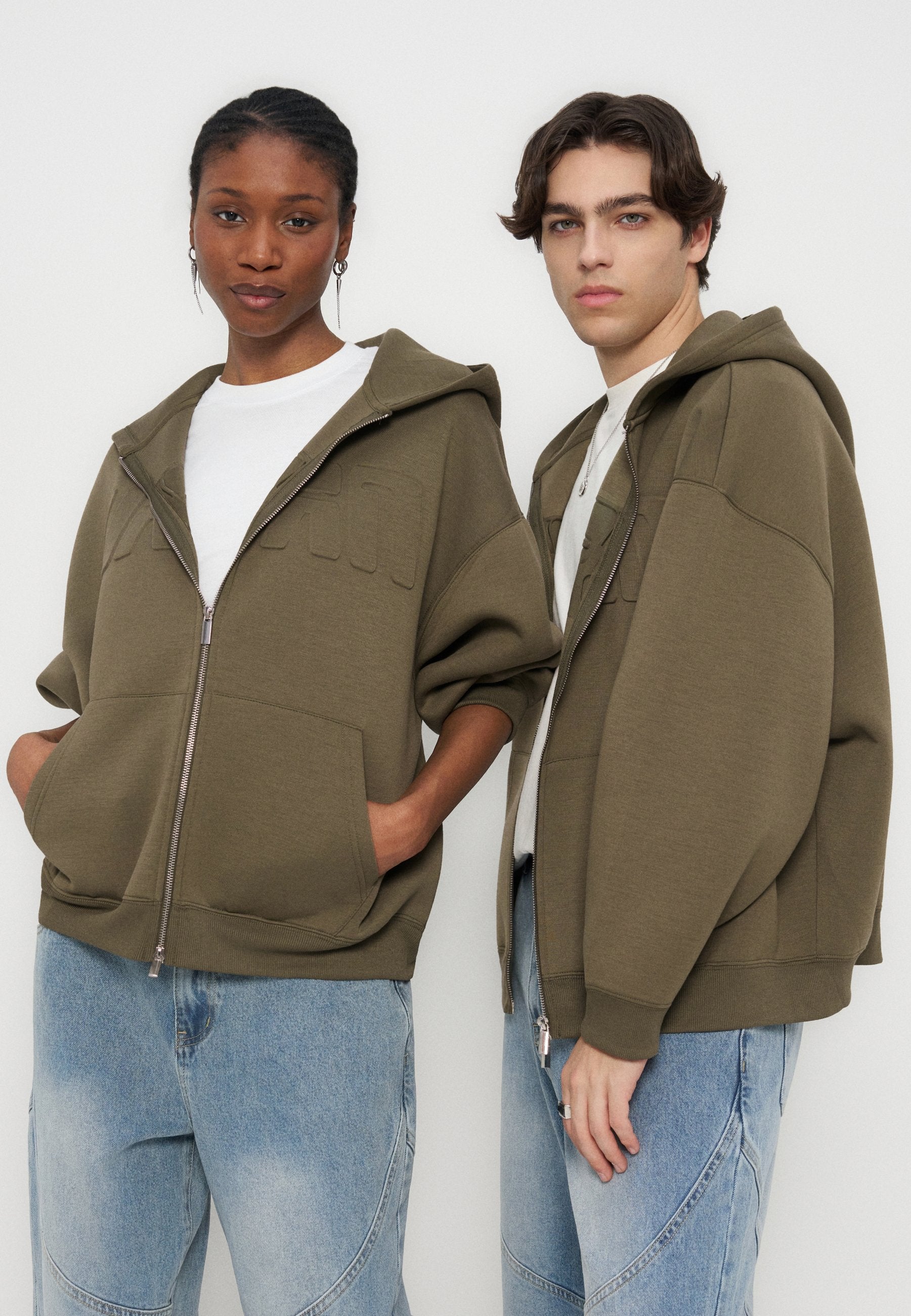YOURTURN SCUBA BOXY FIT ZIP-UP HOODIE