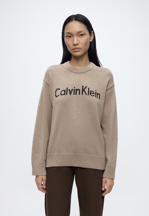 Calvin Klein Jeans CONTRAST LOGO SWEATER - Jumper - shiitake melange