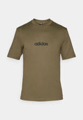 adidas Sportswear ESSENTIALS LINEAR SINGLE TEE - Print T-shirt - olive strata/black
