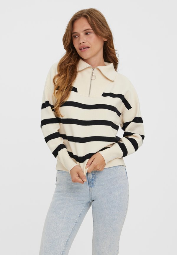 Vero Moda SABA STRIPE HIGHNECK - Jumper - birch black