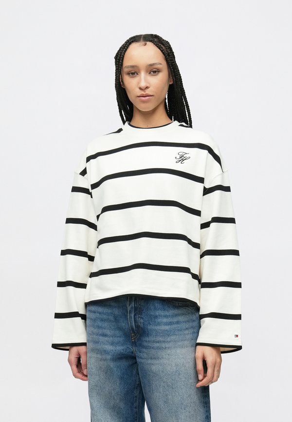 Tommy Hilfiger LOGO EMBROIDERY TERRY CREW NECK SWEATSHIRT - Sweatshirt - calico/black