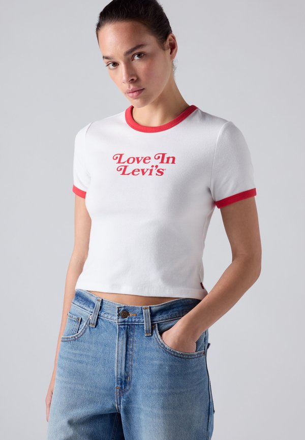 Levi's® HAYES - Print T-shirt - love in levi's bright white / true red