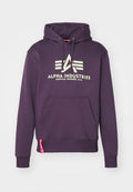 Lila Kapuzenpullover mit Kordelzügen, ausgestattet mit einer Fronttasche und einem Logodruck. Der Stoff sieht weich aus und verfügt über gerippte Bündchen und einen gerippten Saum.