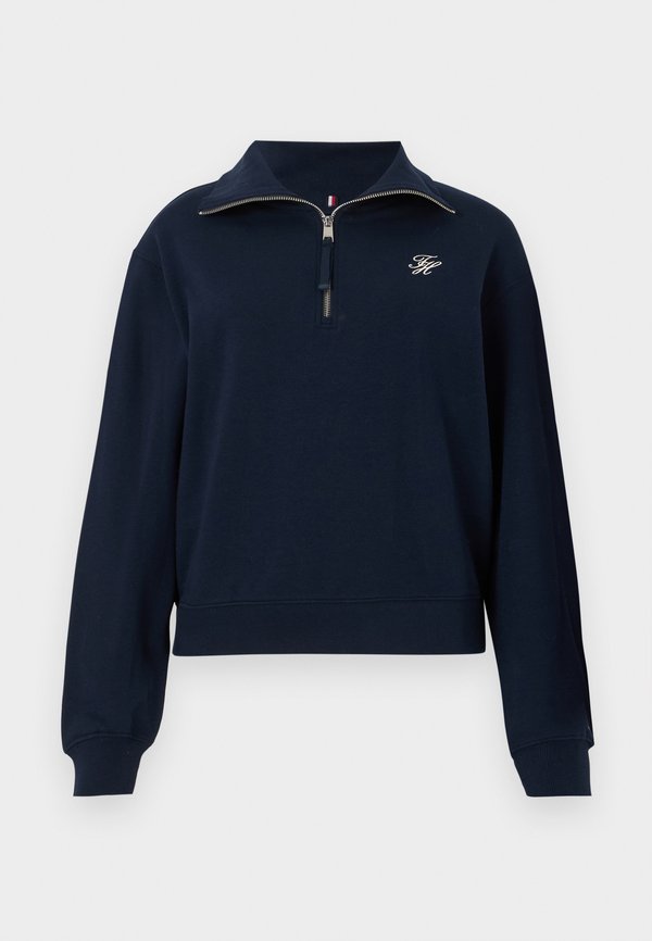 Tommy Hilfiger LOGO EMBROIDERY TERRY HALF-ZIP JUMPER - Sweatshirt - dark night navy