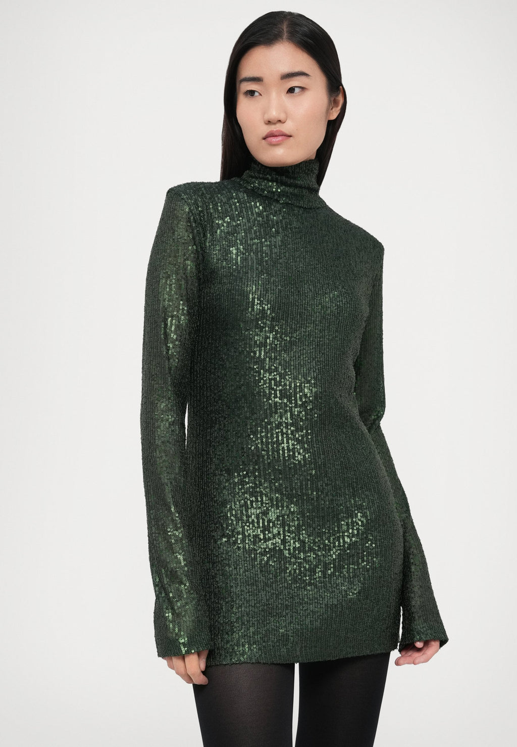 Norma Kamali LONG SLEEVE SLIM FIT TURTLENECK PICKLEBALL DRESS