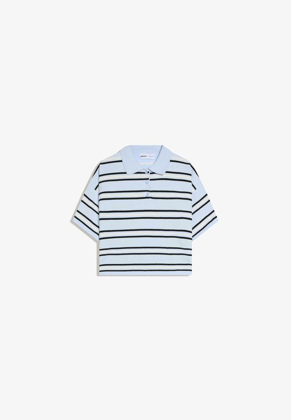 Bershka STRIPED COLLAR  - Polo shirt - dark blue