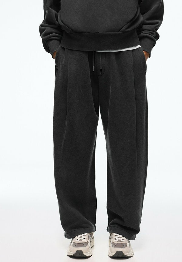 Bershka BALLOON WASHED - TRACKSUIT BOTTOMS - Tracksuit bottoms - dark grey