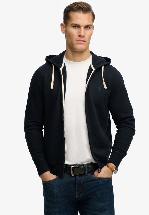Superdry & Co MONOGRAM EMBROIDERED HOODIE - Zip-up sweatshirt - dark navy