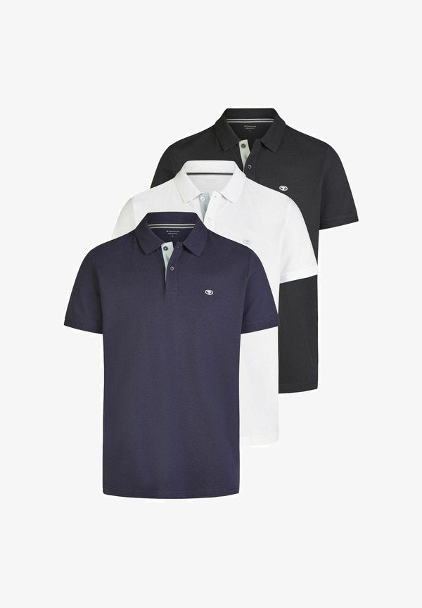 TOM TAILOR 3 PACK - Polo shirt - obsidian black