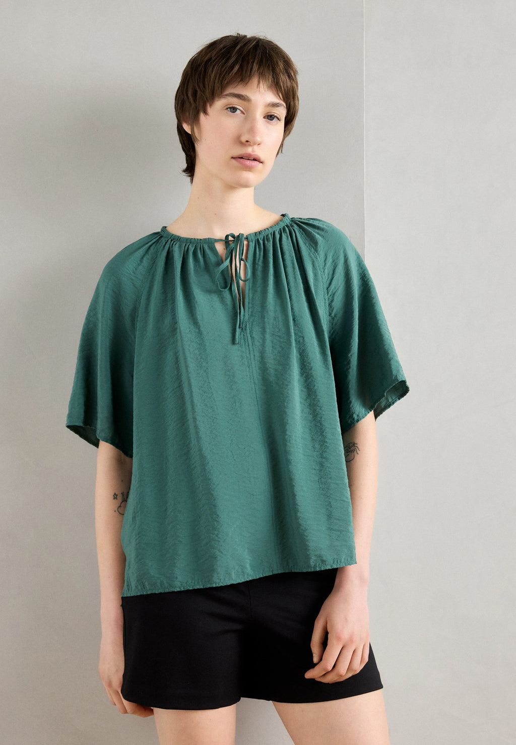 Marc O'Polo BLOUSE ROUND NECK WITH DRAWSTRING AND GATHERING SOLID