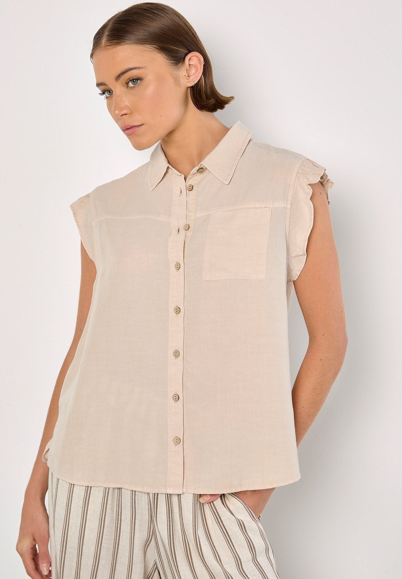 Apricot RUFFLE HEM SLEEVE