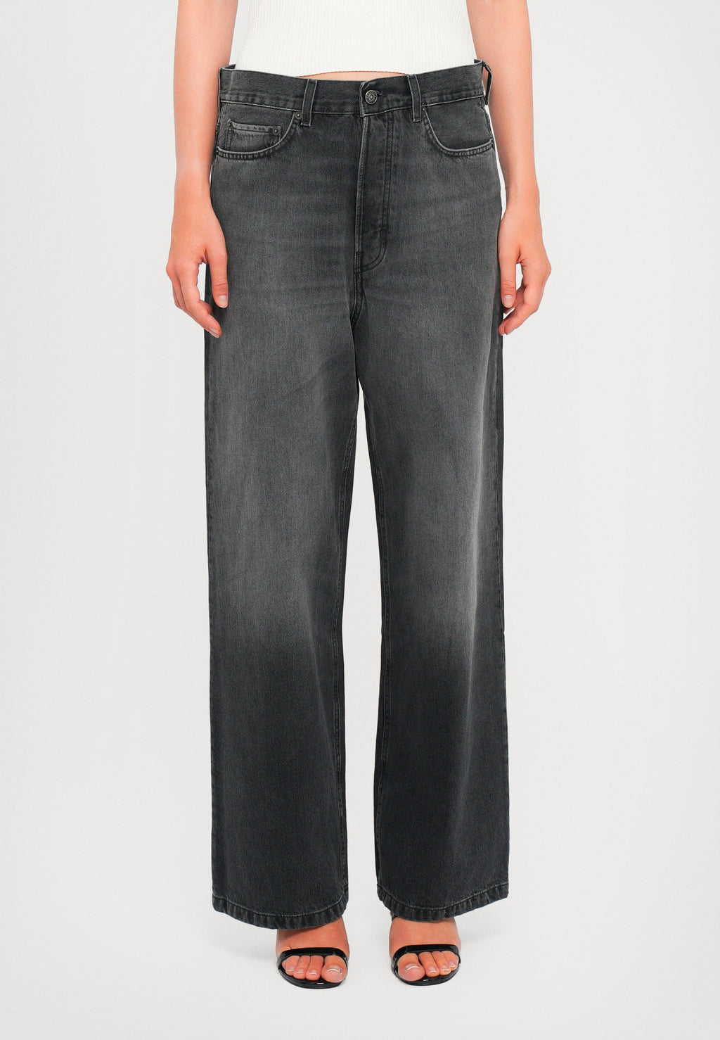 Fiorucci WOMEN'S FADED BLACK BAGGY JEANS
