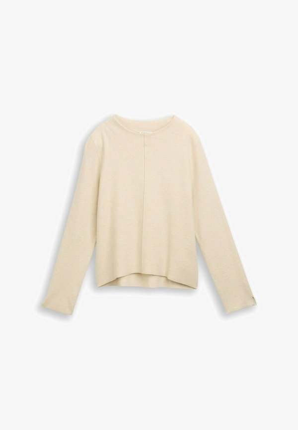 TOM TAILOR PULLOVER CROPPED MIT STEHKRAGEN - Jumper - sand stone beige melange